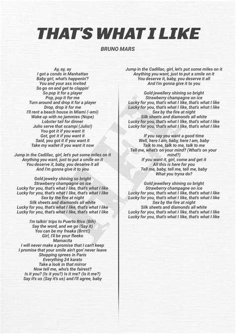 Bruno Mars – Thats What I Like Lyrics